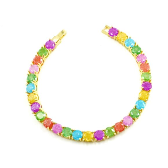 Rainbow "Dressing for Joy" Simulated Opal and Chalcedony Tennis Bracelet - Picture 5 of 5